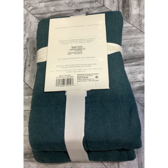 Heavyweight Linen Blend Pillow Sham Standard Casaluna Dark Teal Blue - Picture 5 of 7